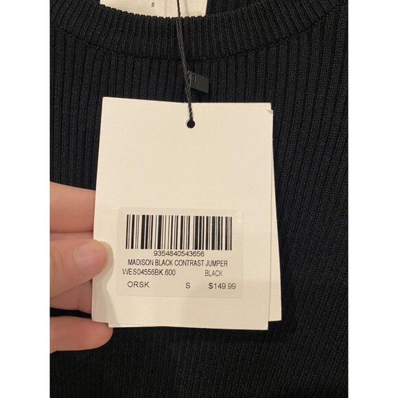 DISSH Madison Black Contrast Jumper Pant Set Womens Small Knit Ribbed Two Piece - Picture 4 of 13